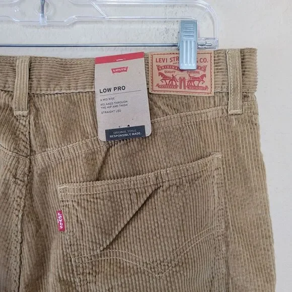Levis Womens Low Pro Corduroy Jeans Pants Size 31 by 30 Brown Tan Straight Nwt - Picture 9 of 10